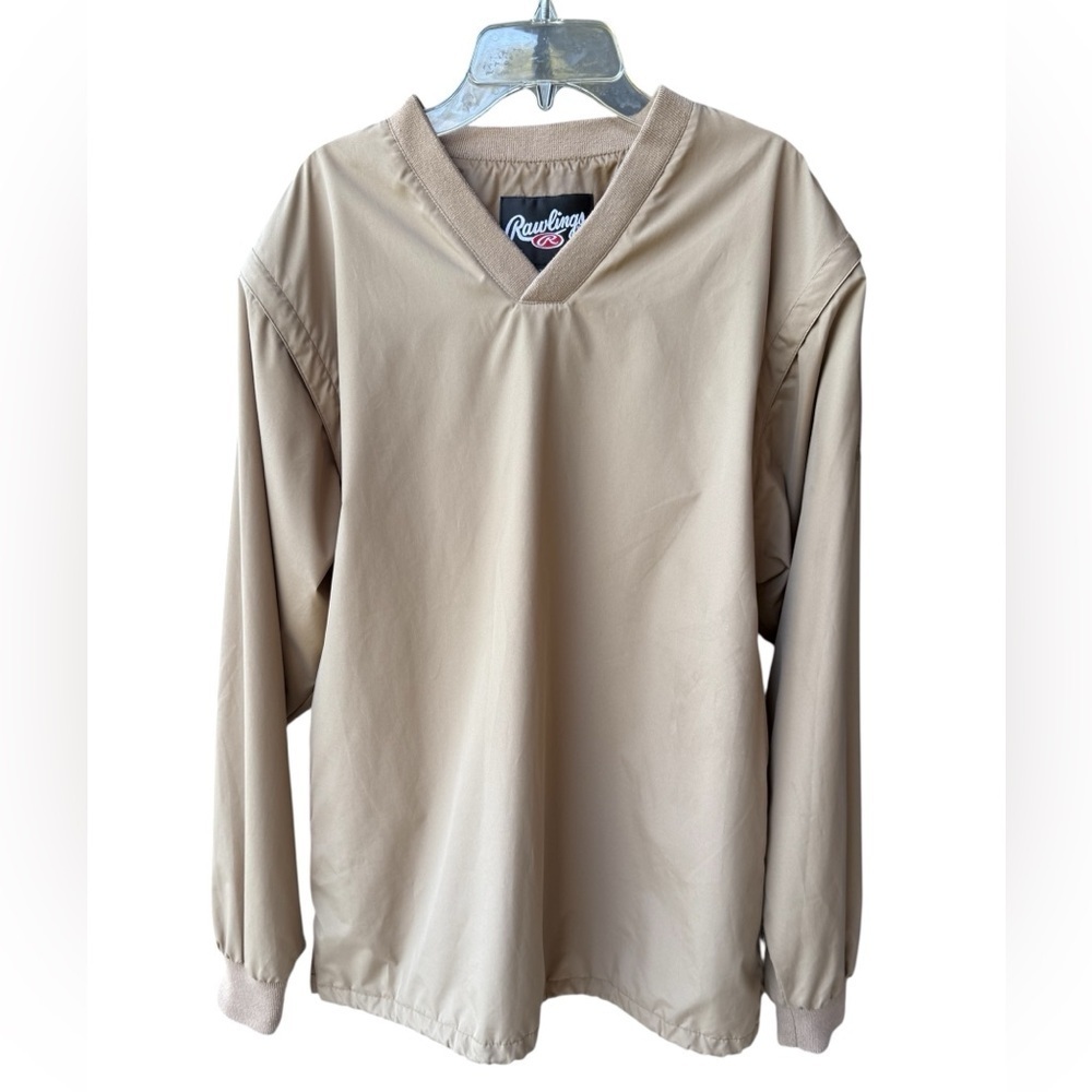 Rawlings Men's V-Neck Beige Windbreaker Jacket Size: Men’s Small